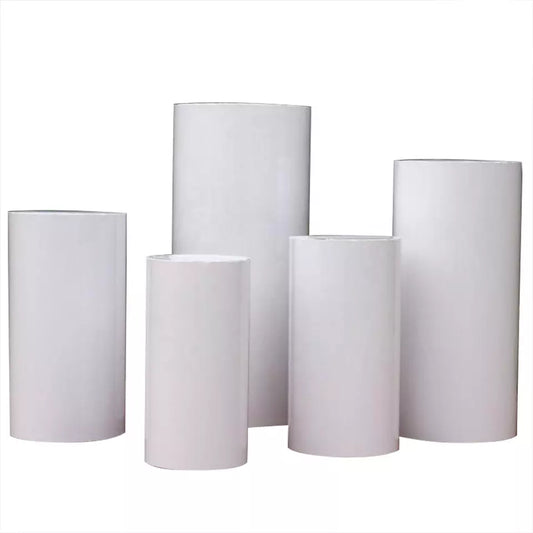 Metal Cylinder Pedestal Display Stands 5 pcs- White