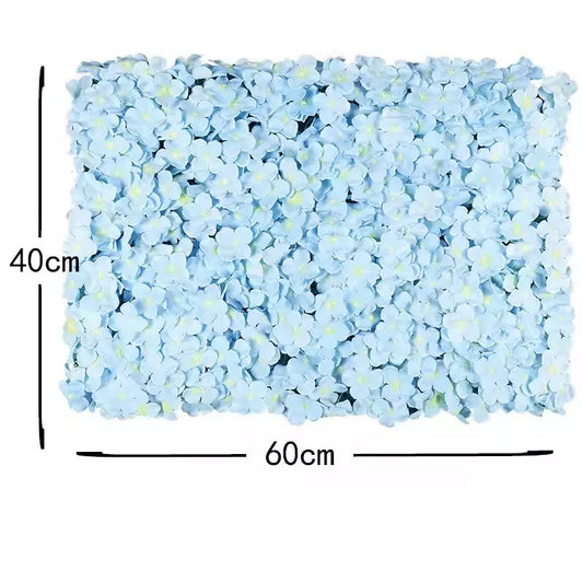 Silk Hydrangeas Flower Wall Backdrop Panel - Baby Blue