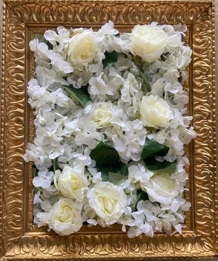 Silk Hydrangeas Flower Wall Backdrop Panel - White