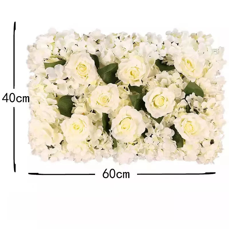 Silk Hydrangeas Flower Wall Backdrop Panel - White